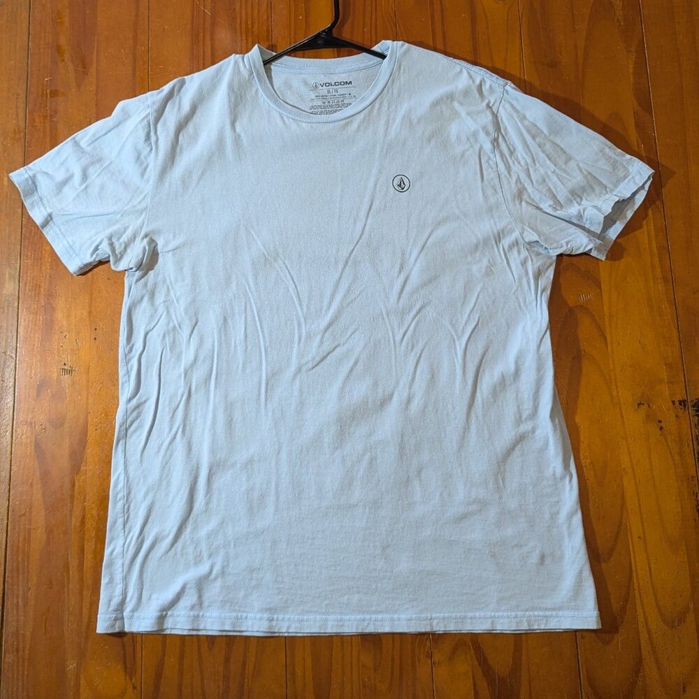 VOLCOM Men’s Crew Neck Logo T-Shirt – Light Blue, Size XL